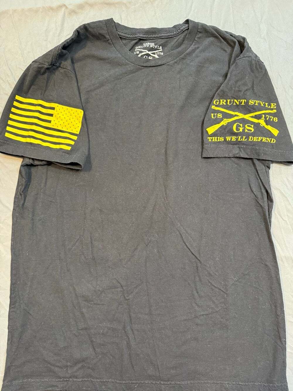Grunt Style Gadsden Tracks Men's T-Shirt Large Black Gold Snake